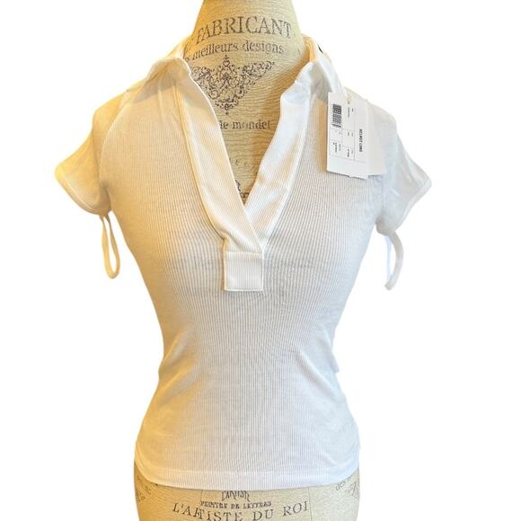 HELMUT LANG Women's Strappy Cap Sleeve Polo White S NWT - Picture 6 of 7